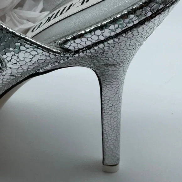 ATTICO Ester Crackled Metallic-leather Mules In Silver - Picture 14 of 16